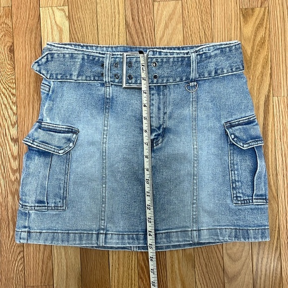Women's Y2K Denim Cargo Skirt with Denim‎ Double Belt Trendy Summer Style - Picture 5 of 5